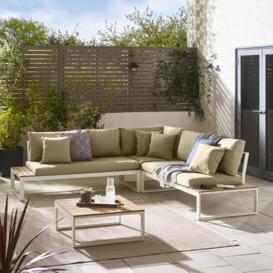 Loreto Outdoor 6 Seat Corner Sofa Set with In-Built Side Tables for Modern Gardens (Cover Included)