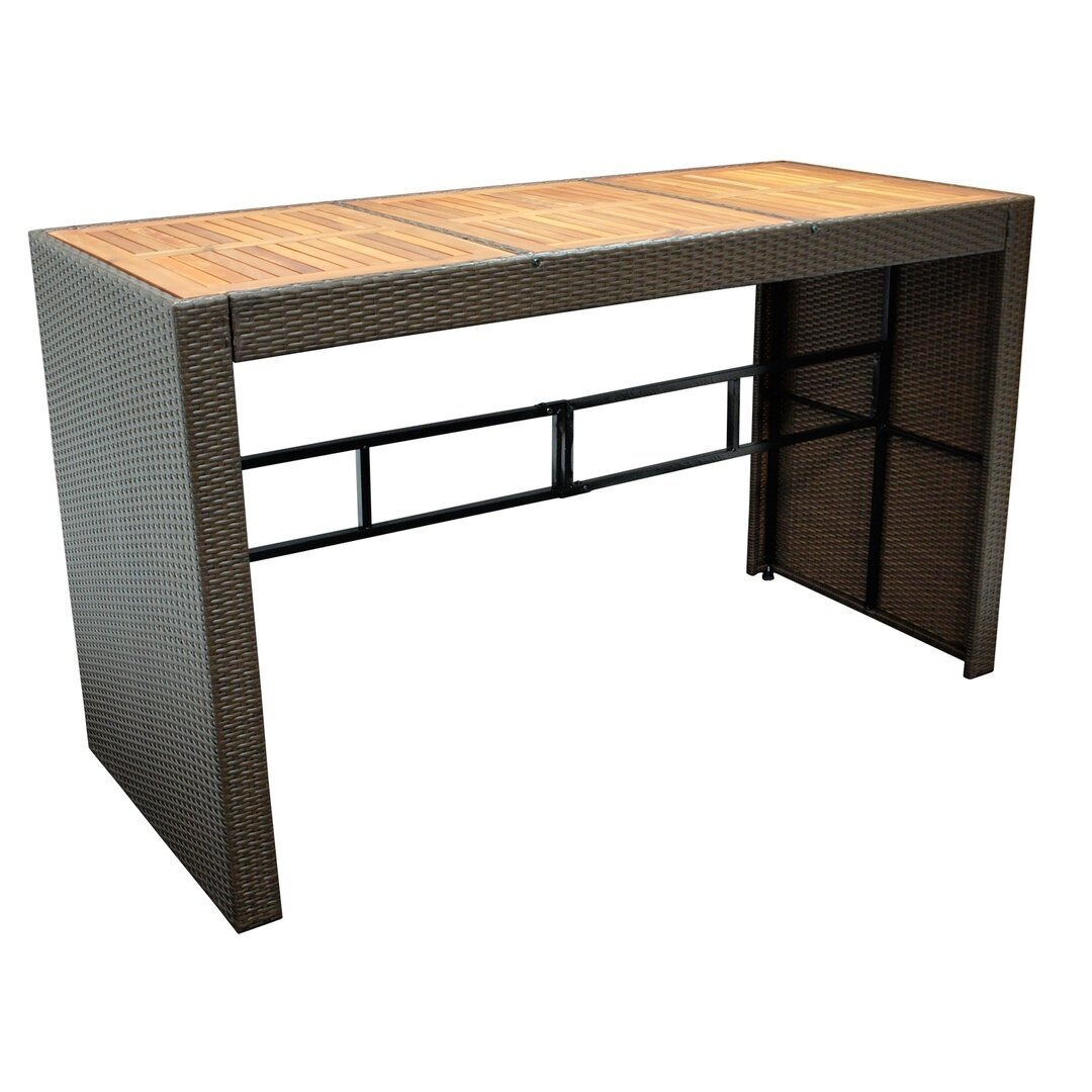 Creighton Wooden and Rattan Bar Table