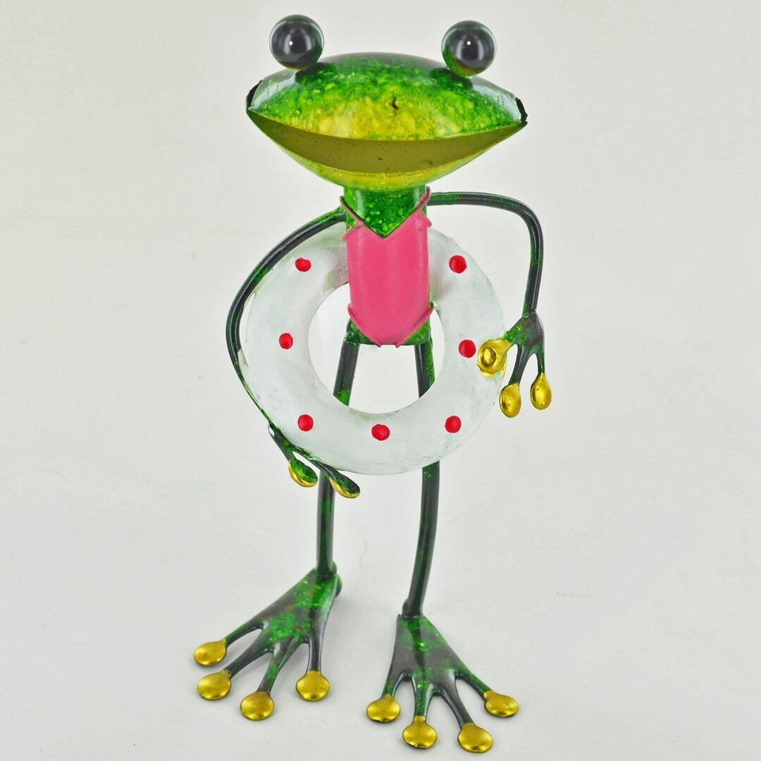 Gassville Metal Frog with Rubber Ring Decorative Statue