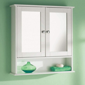 Wooden Single Double Door Mirrored Bathroom Cabinet Shelf Bathroom Furniture Organizer (white, Double Door With Shelf)