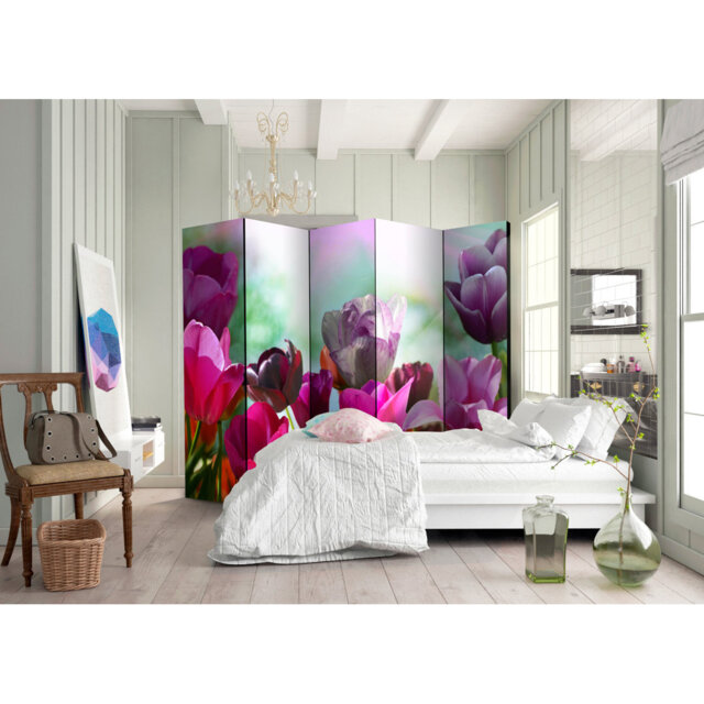 Gulian 225cm W x 172cm H 5 - Panel Solid Wood Folding Room Divider