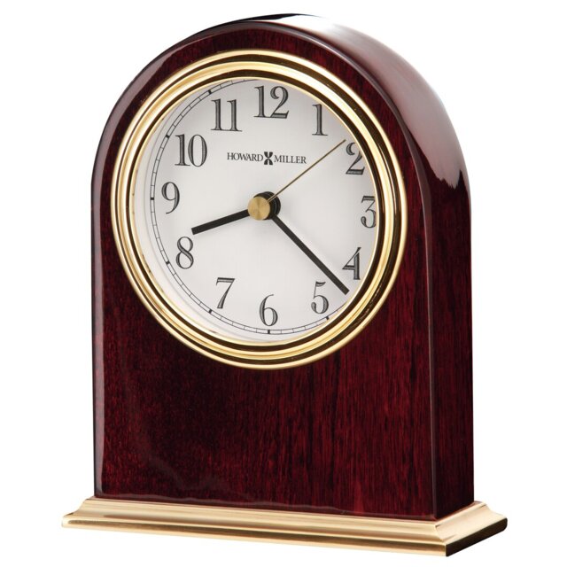 Traditional Analogue Quartz Movement / Crystal Tabletop Clock in Rosewood Hall/Polished Brass