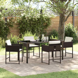 Vidaxl Garden Dining Set 5 Pcs Black Poly Rattan