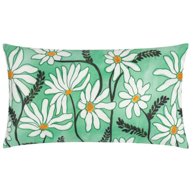 Daisy Fields Indoor / Outdoor Floral Green Rectangular Cushion
