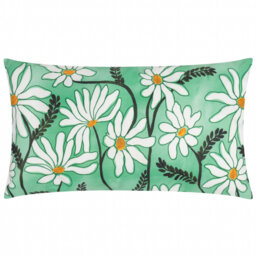 Daisy Fields Indoor / Outdoor Floral Green Rectangular Cushion