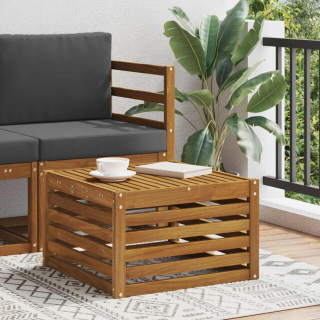Outdoor Table Solid Acacia Wood Natural 79 X 79 X 37 Cm