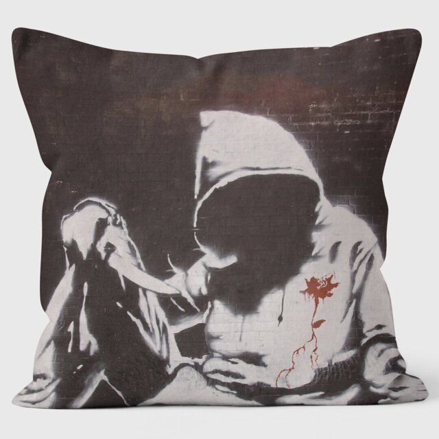 Blood Rose Banksy Inspired - Graffiti Art Cushion