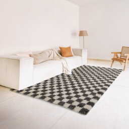 Rennold Rectangle Chequered Shaggy Area Rug
