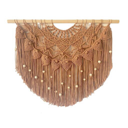 "Large Boho Macrame Wall Hanging Beaded Curtain Headboard Tassel Tapestry Navy 31""x25"""