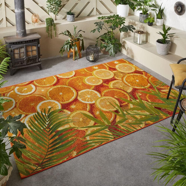 Outdoor Rug Fresh Orange for Garden Patios Decking Multicolour Colourful Flat Woven Carpet