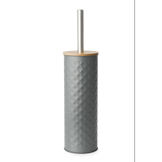 Toilet Brush with Bamboo Lid - Grey