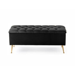 Amara Wide Velvet Tufted Rectangle Storage Ottoman Footstool Upholstered Bench with Legs for Living Room & Bedroom