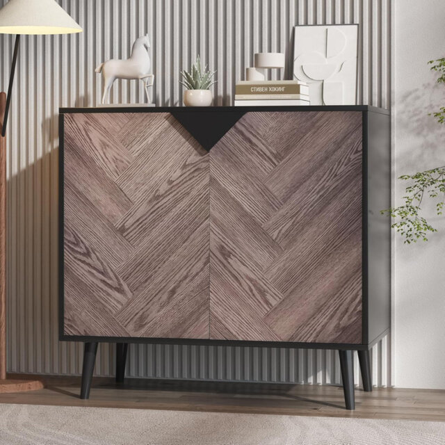 31.5 Inch Storage Cabinet With Shelf & Doors, Modern Sideboard Buffet With Storage, Free Standing Accent Cabinet For Dining Room, Living Room, Entrywa