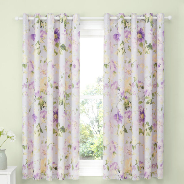 Flourette 52% Polyester (Recycled) 48% Cotton Semi-Sheer Eyelet Curtain Pair