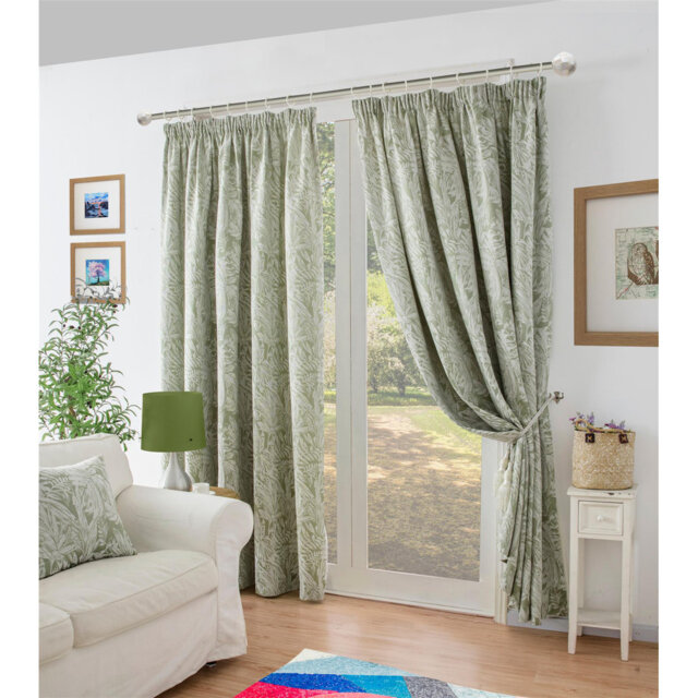 Zamora Chenille Jacquard Pencil Pleat Curtains Pair
