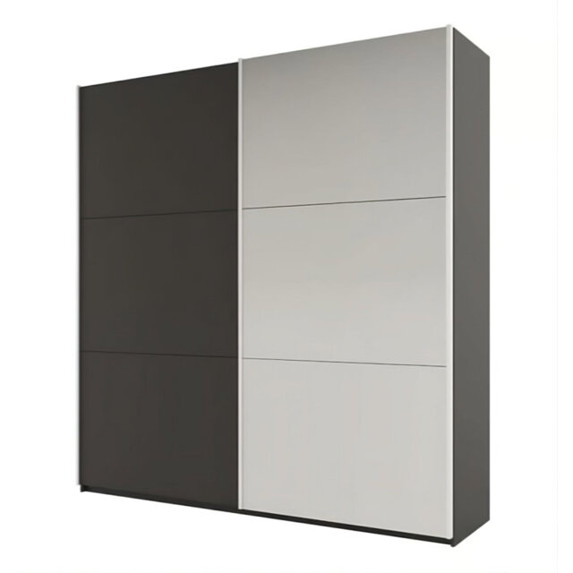 RODOS 200cm Sliding Mirror Door Wardrobe - Bold Graphite Matt with Full-Length Mirror