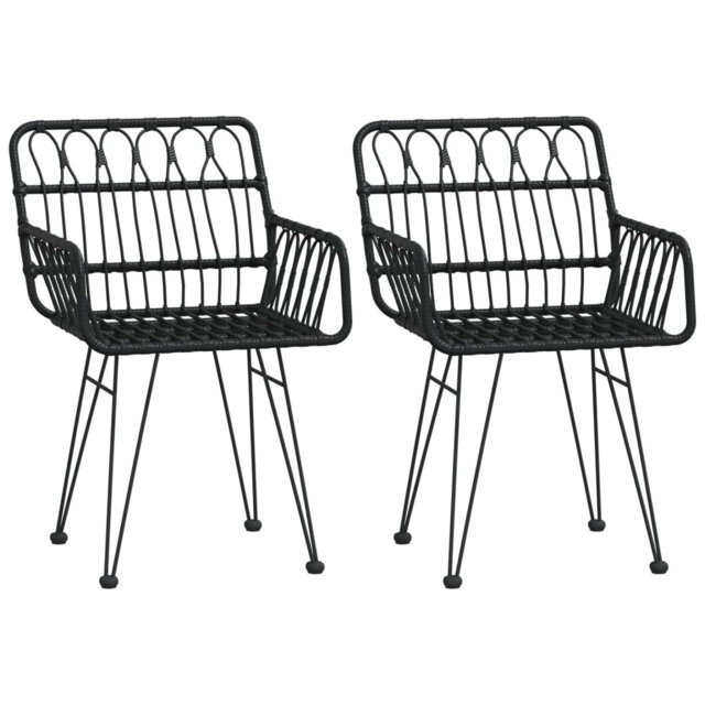 Bay Isle Home Garden Chairs 2 Pcs With Armrest Black 56X64x80 Cm PE Rattan
