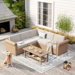 Rattan 5 - Person Seating Group with Cushions