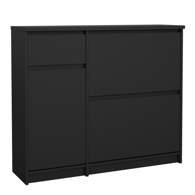 Aveon Shoe Cabinet With 2 Shoe Compartments, 1 Door And 1 Drawer In Jackson Hickory Oak