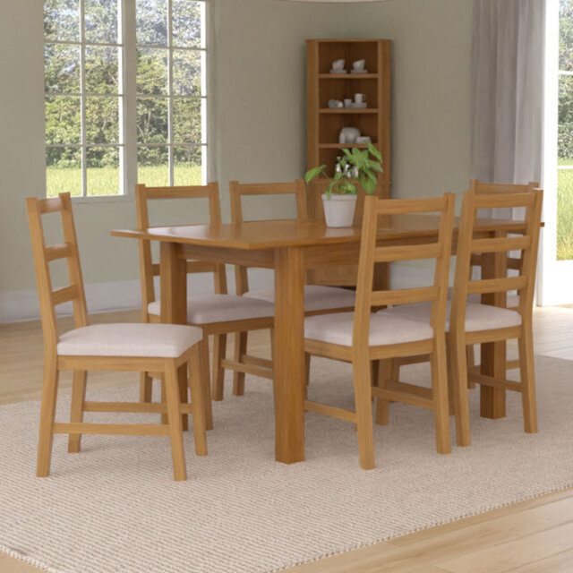 6 - Person Extendable Solid Oak Dining Set