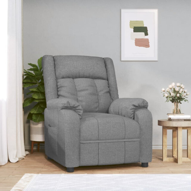 Recliner Chair Light Grey Fabric