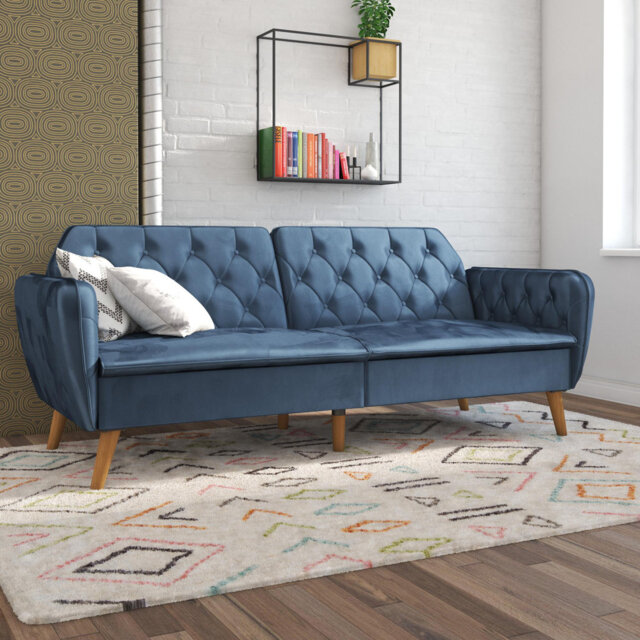 Full / Double 210.8cm Velvet Futon Sofa