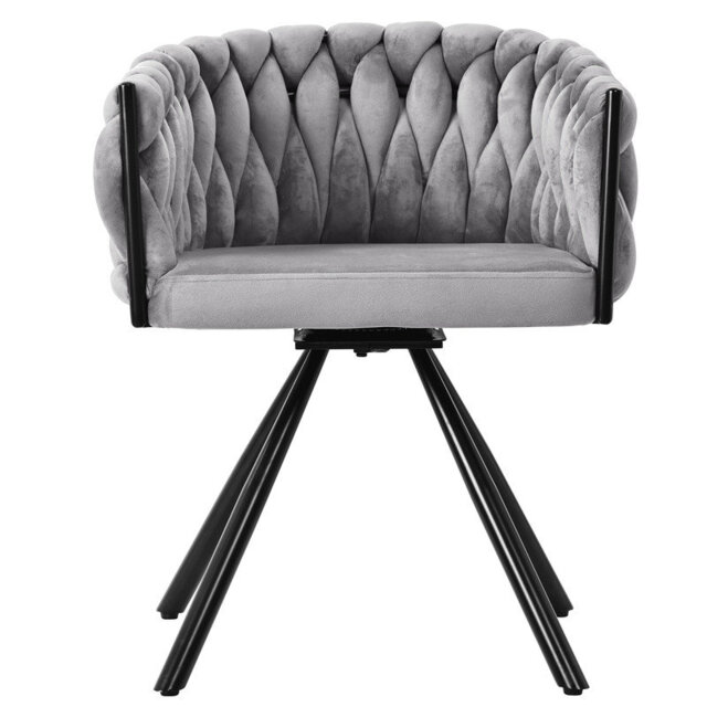 Set of 4 Gray Velvet Swivel Dining Chairs - Modern Luxury Living Room & Bedroom Seating with Sturdy Metal Base