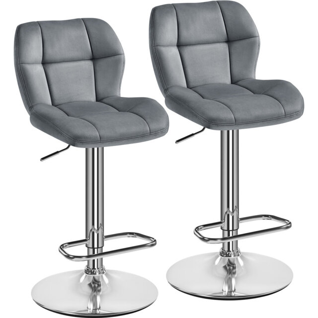 Modern Velvet Adjustable Height Counter Swivel  Stool Bar Chair with Footrest