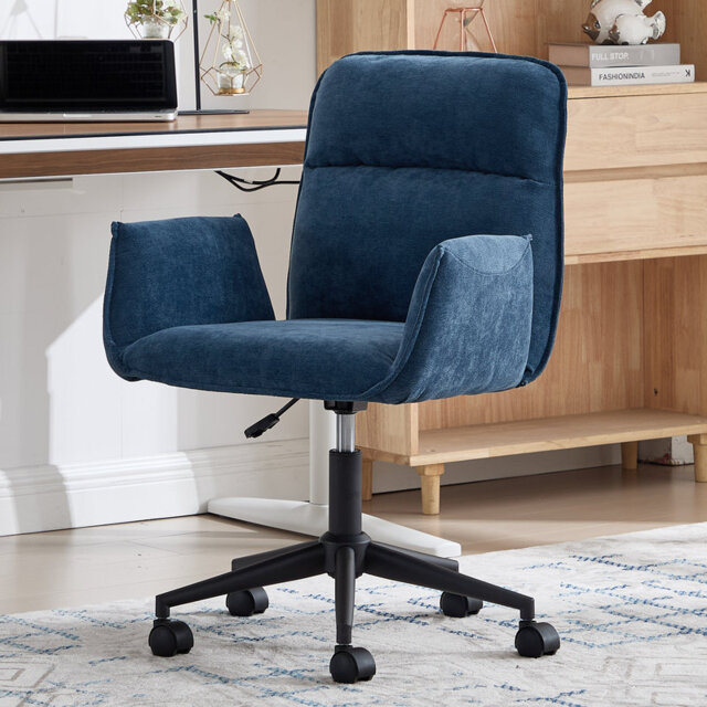 Height-Adjustable 360°Swivel Desk Chair Modern Elegant Home Office Chair with Silent Casters Ergonomic Thick-Padded Computer Chair