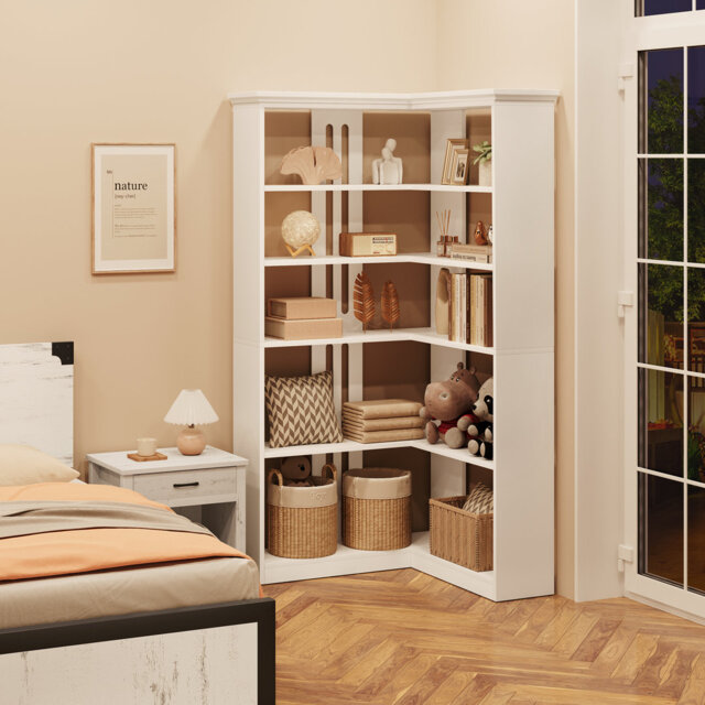 184.9cm H x 91.4cm W Corner Bookcase