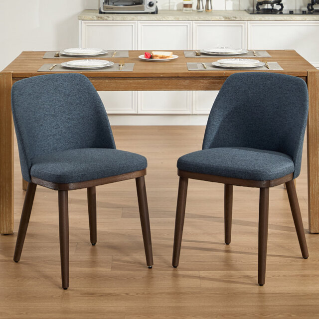 Modern Armless Upholstered Dining Chairs with Solid Wood Legs Side Accent Chair for Dining Room/Living Room