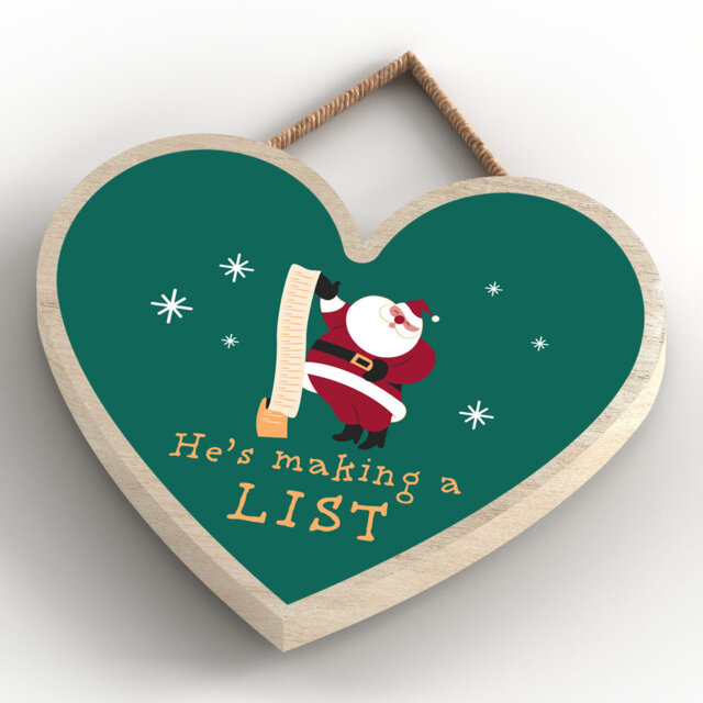 Making A List Christmas Wooden Heart Plaque Vivid Squid Wholesale Wall Decor