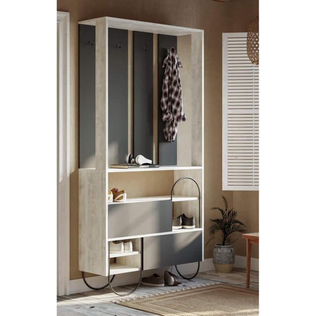 Norfolk Hall Stand Coat Rack with Shoe Storage