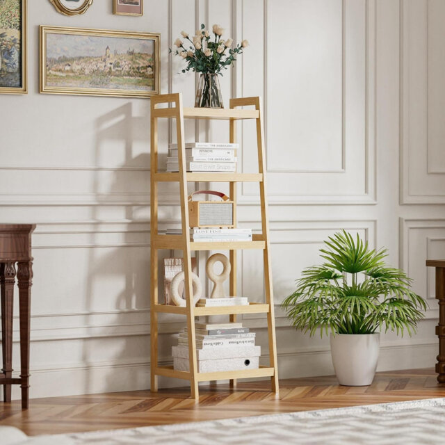 127cm H x 43.2cm W Bamboo / Rattan Bookcase