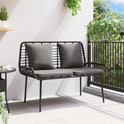 Vidaxl Garden Bench Black, Anthracite Poly Rattan, Steel