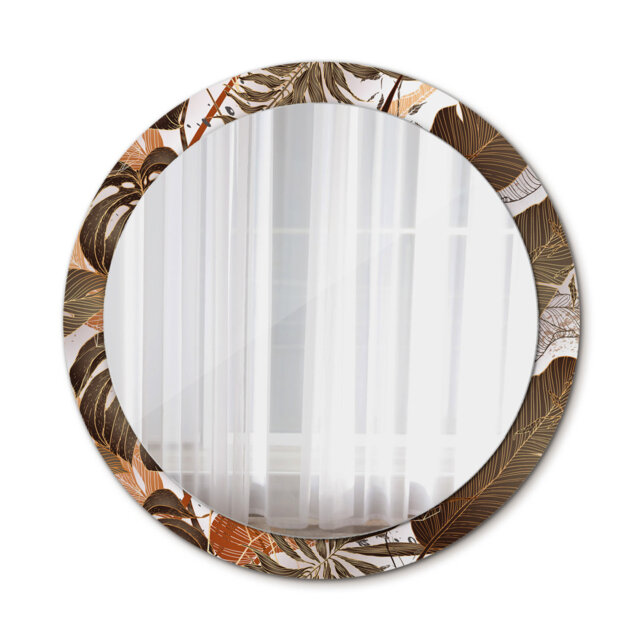 Huldar Round Glass Framed Wall Mounted Accent Mirror in Brown