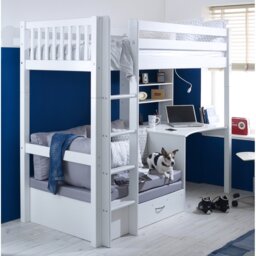 Solorzano European Single (90 x 200cm) High Sleeper Loft Bed Bed with Bookcase