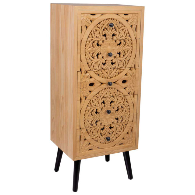 BROWN WOODEN CHEST OF DRAWERS