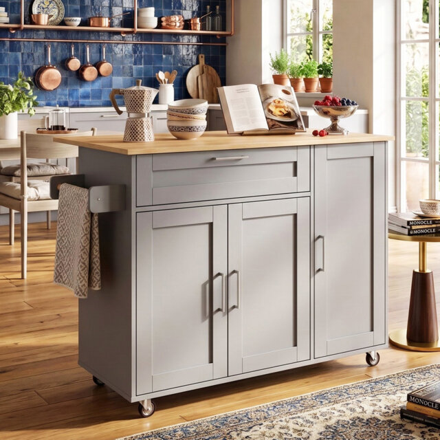132.5 cm W Kitchen Island with Wheels