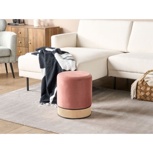 Amanat 35cm Wide Velvet Round Pouf Ottoman