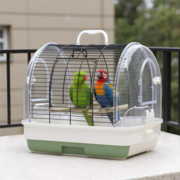 Travel Bird Cage Carrier, Portable Travel Box with 2 Food Bowls, 2 Perches and Tray, Metal Large Parakeet Cages for Small to Medium Sized Birds Cockat