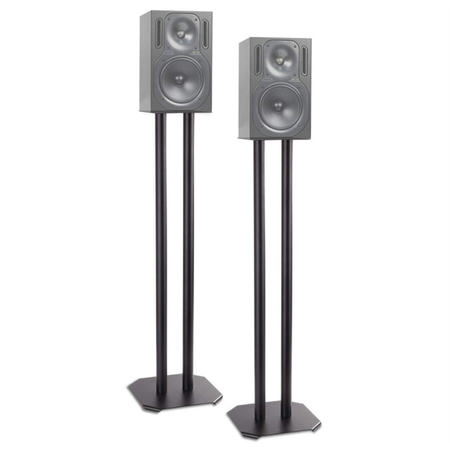 80cm Pair Of Fixed Height Speaker Stand -Weighable With Sand - Cones To Reduce Vibration - Universal Compatibility Hi-Fi Speakers/Stereo/Home Cinema