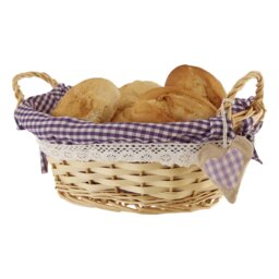 Gingham Lining Wicker Basket