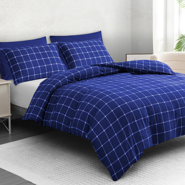 Premium Reversible Duvet Cover Set with Zipper Closure and Corner Ties