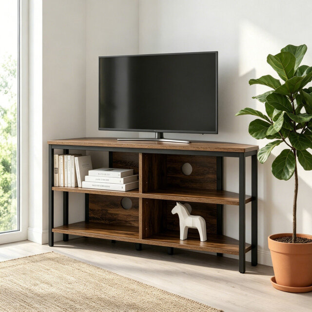 "Unfinished TV Stand for TVs up to 50"" with Fireplace Included"