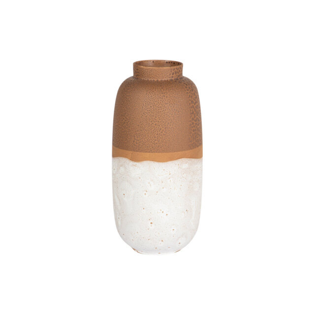 WHITE BROWN CERAMIC VASE