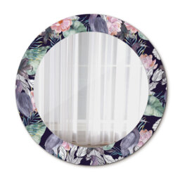 Huldar Round Glass Framed Wall Mounted Accent Mirror in Grey/Pink/Green