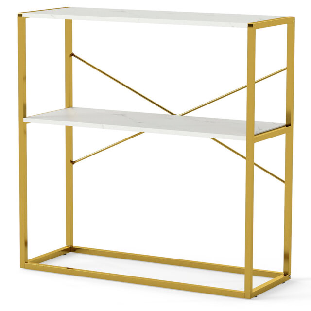 90CM Console Table 2-Tier Entryway Table Modern Luxury Narrow Long Behind Sofa Shelf