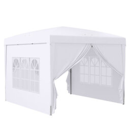 3x3m Pop Up Waterproof Gazebo, Outdoor Party Tent with Sidewalls Windows & Carry Bag,White