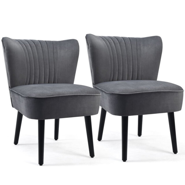 Velvet Accent Chair Set Of 2 Modern Leisure Chair With Rubber Wood Legs